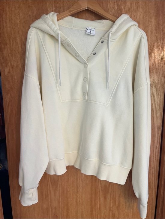 aerie Tops - aerie Cream Snap-Front Hooded Pullover Sweatshirt